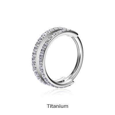 Argola dupla de Titânio com 2 filas de zircónias TF626