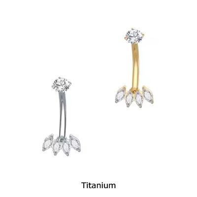 Joia de Titânio para umbigo com coroa de zircónias TN036
