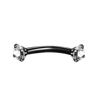 Joia barra curva de  aço cirúrgico com  zircónia  em cada ponta- CSB4T