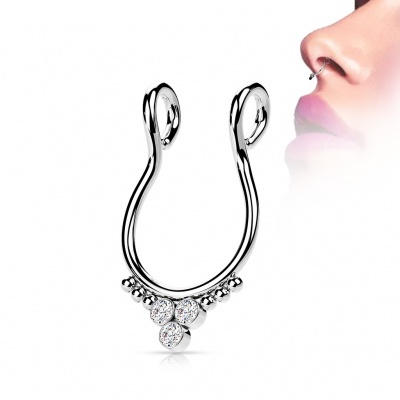 Piercing  falso de aço cirurgico 316L  para septum com desenho tribal SEPF03