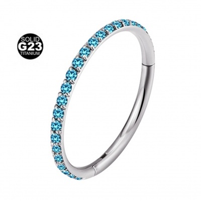 Argola de Titanio para vários tipos de piercings com mini zircónias em redor TRC01