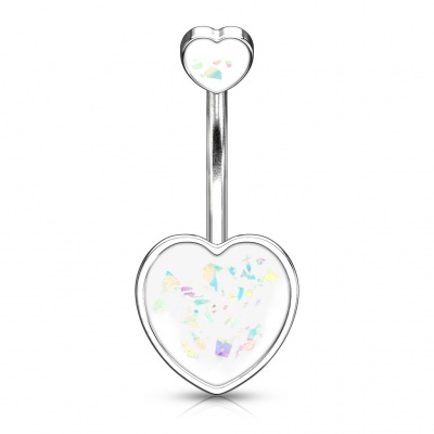 Barra curva - Banana de umbigo aço cirúrgico com corações - NSQ-5056