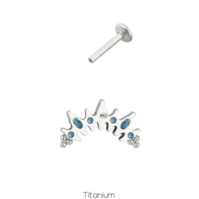 Joia labret de Titanio com leque de zirconias e micro bolas TC-069