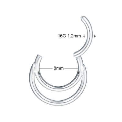Argola dupla de aço cirurgico com fecho click H1217
