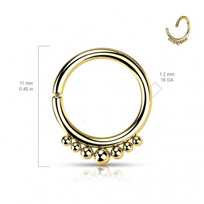 Argola de torcer em aço cirurgico 316L com 7 bolinhas RXS15