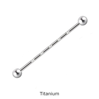 Joia barbell de Titanio para transversal com 5 zirconias incrustadas ER4002A