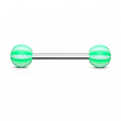 Body piercings - Barra de Língua em aço cirúrgico com bolas gomos - 000BC