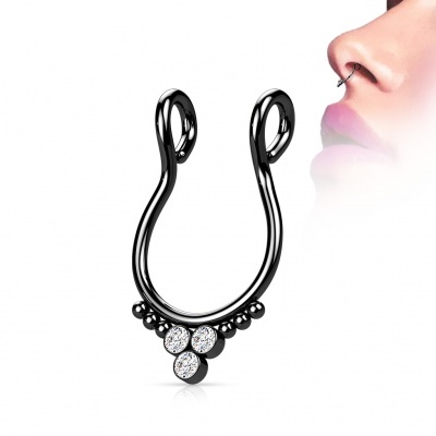 Piercing  falso de aço cirurgico 316L  para septum com desenho tribal SEPF03