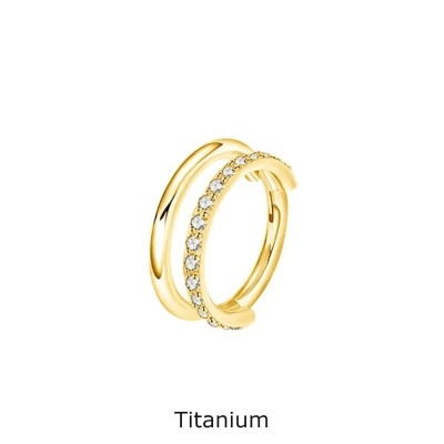 Argola de segmento em Titanio com duplo aro e zirconias num dos aros TRS200