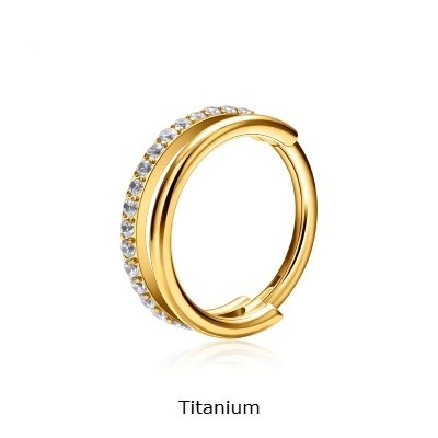 Argola dupla de Titânio com 1 fila de zircónias TF625