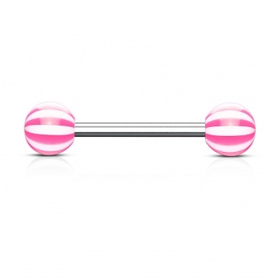 Body piercings - Barra de Língua em aço cirúrgico com bolas gomos - 000BC