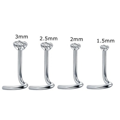 Joia de nariz de Aço Cirurgico em espiral com engaste de zircónia NOS05