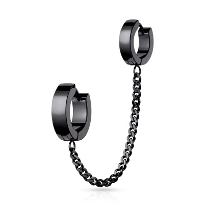 2 argolas achatadas unidas por corrente em aço JC-022