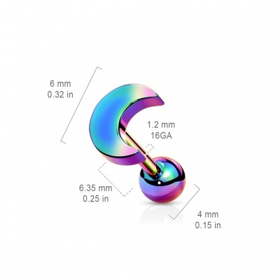 Barra  de  aço cirúrgico com lua - JA09  cartilagem