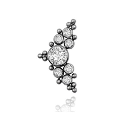 Joia labret de Titânio com formação de zircónias, opala e micro bolas TLI2000 Joia labret de Titânio com formação de zircónias, opala e micro bolas TLI2000