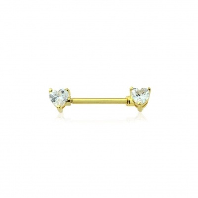 Barra de aço cirurgico 316L para piercing de mamilo com coração JSB011