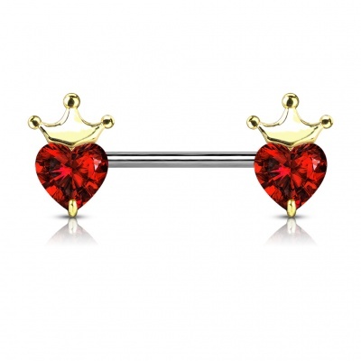 Barra de aço cirurgico 316L para mamilo cristal coração e coroa KB075