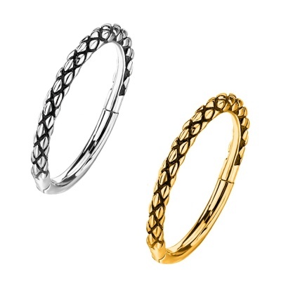 Argola de aço cirurgico com padrão serpente PY-021