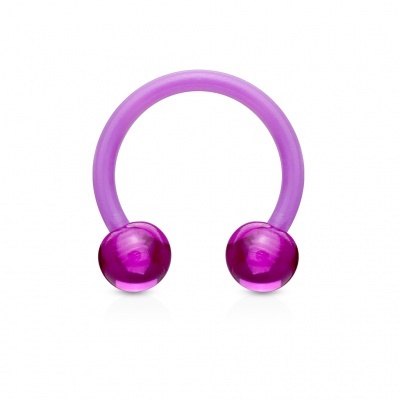 Argola aberta: ferradura em silicone e bolas de acrílico - HXA