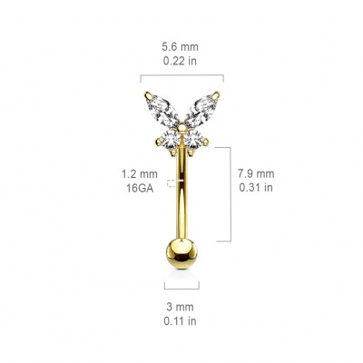 Barra de aço cirurgico 316L para sobrolho com borboleta ESC10