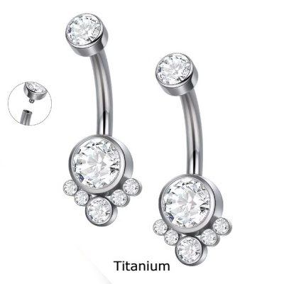 Joia de Titanio para umbigo com coroa de zircónias TN020