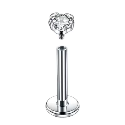 Joia -labret de aço cirurgico de rosca interna com zirconia redonda LSI3