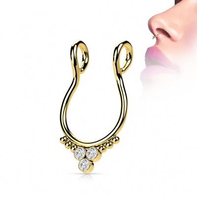 Piercing  falso de aço cirurgico 316L  para septum com desenho tribal SEPF03