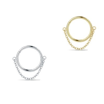 Argola de aço cirurgico com corrente suspensa AS615