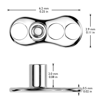 Joia em Titanio para piercing microdermal com base e chapa TID01