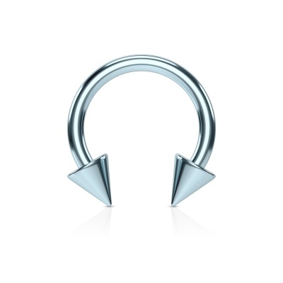 Argola para piercing  - ferradura em  aço cirúrgico com cones - HT02