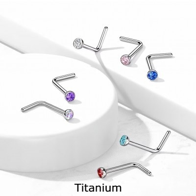 Joia de nariz em Titânio G23 dobrado em L com Zircónia T23NOL3