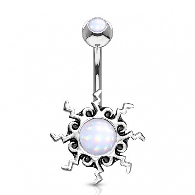 Barra curva - Banana de umbigo em aço cirúrgico com sol - NSQ-5049