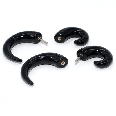 Brinco falso alargador espiral em aço e acrilico TAFX08