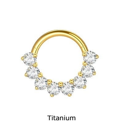 Argola de Titânio para septo/orelha com 8 zircónias TF661