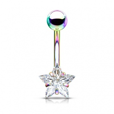 Piercing de aço 316L com estrela cristal, para umbigo NS11