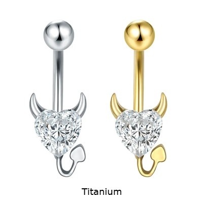 Joia de Titânio para umbigo com diabinho zircónia TN061