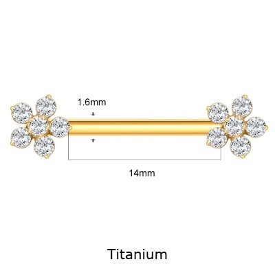 Joia de Titânio para mamilo com flor de zircónia TR026
