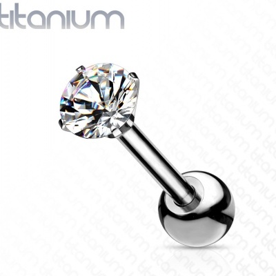 Joia -barra de piercing em Titanio - com cristal zirconia T23J04