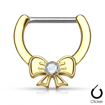 Piercing de mamilo barra click com laço KC17