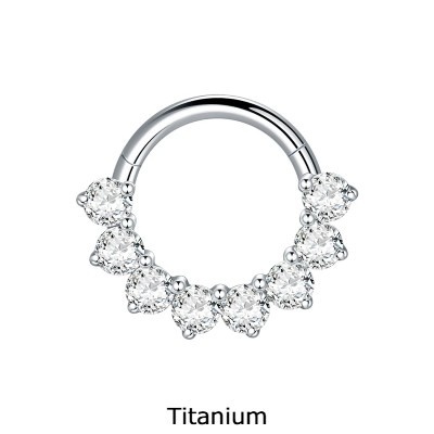 Argola de Titânio para septo/orelha com 8 zircónias TF661