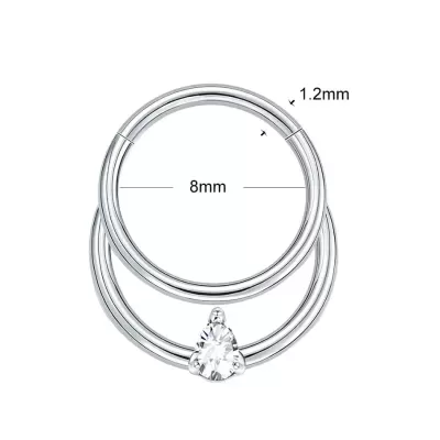 Argola de Titânio para septo com efeito duplo com zirconia gota -TF699