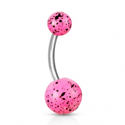 Barra curva - Banana de umbigo aço cirúrgico bola salpicada - NAQ-2425