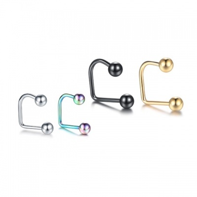 Barra com 2 bolas em aço cirurgico dobrada para  piercing no  lábio H1017