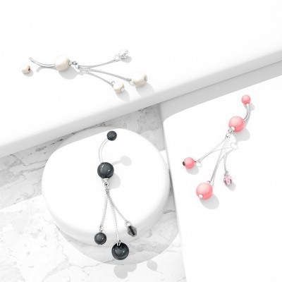 Barra curva - Banana de umbigo aço cirúrgico pendente pérola - NSQ-2188