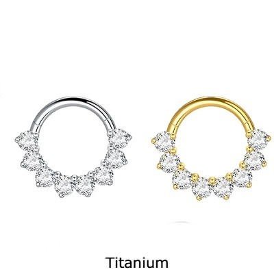 Argola de Titânio para septo/orelha com 8 zircónias TF661