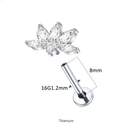 Joia labret de Titanio com formação 1/2 flor de zirconias TC078