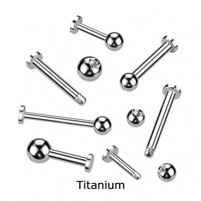 Jóia  - labret  básico 1.2mm em Titânio  rosca externa T23L