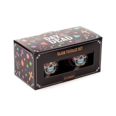 Conjunto de 2 Copos de vidro caveira mexicana