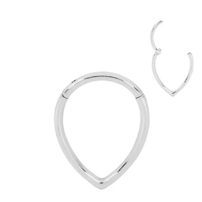 Argola de Aço cirurgico em forma de gota  invertida com fecho click NS1106