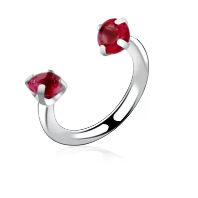 Argola aberta: ferradura em  aço cirúrgico com cristal - HS04/2 - rosca interna